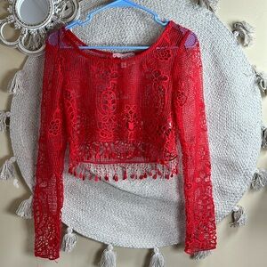 Red Lacey crop top